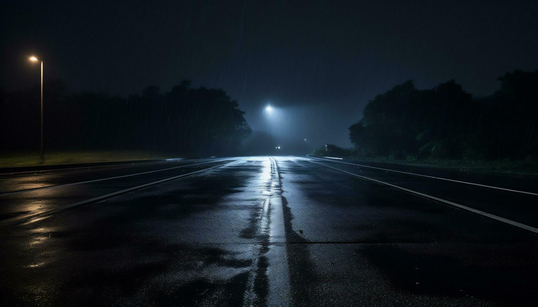 vide Autoroute à nuit après pluie ai génératif photo