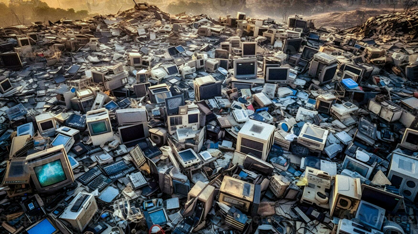 monument de déchets génératif ai vision de une gigantesque des ordures Montagne photo