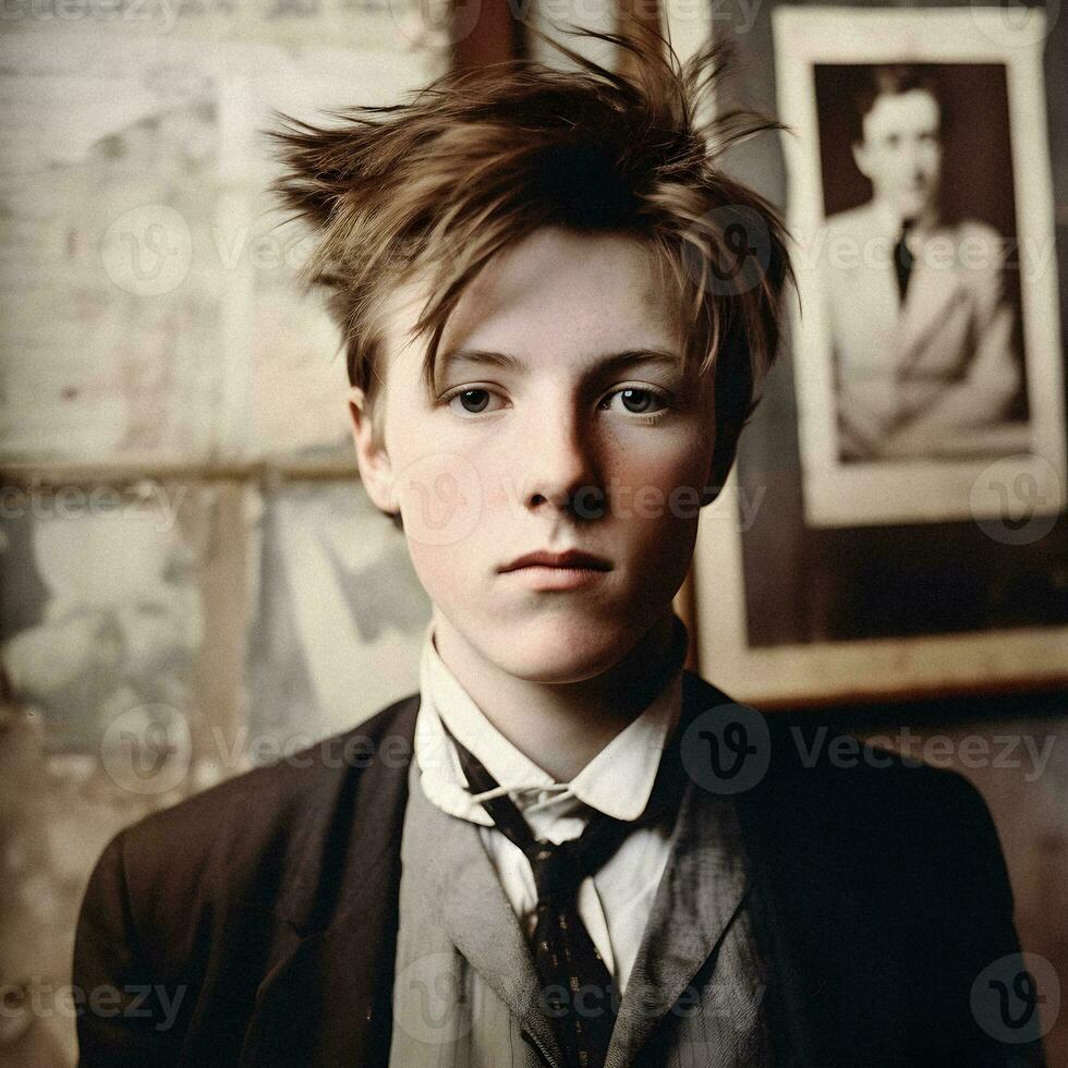 génératif ai portrait Arthur rimbaud comme une moderne adolescent photo