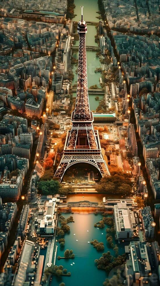 Paris miniature sur carte mère ai généré photo
