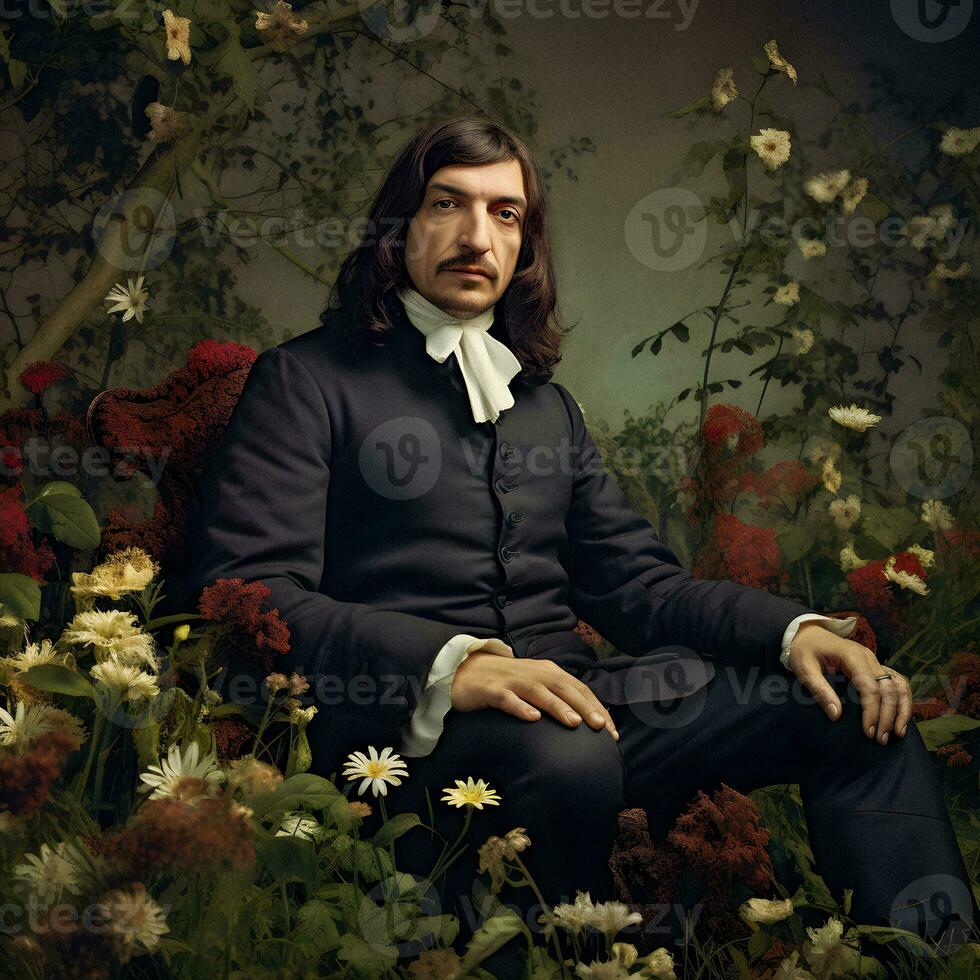 moderne philosophe René descartes réinventé avec génératif ai photo