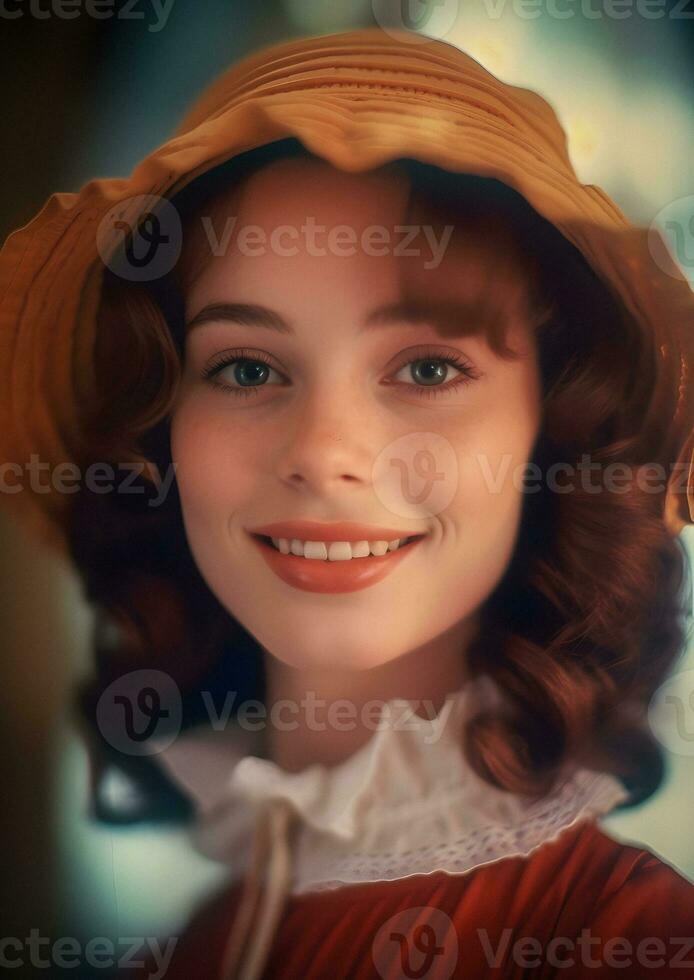 fascinant portrait de une étourdissant Jeune femme avec une captivant regard. génératif ai. photo