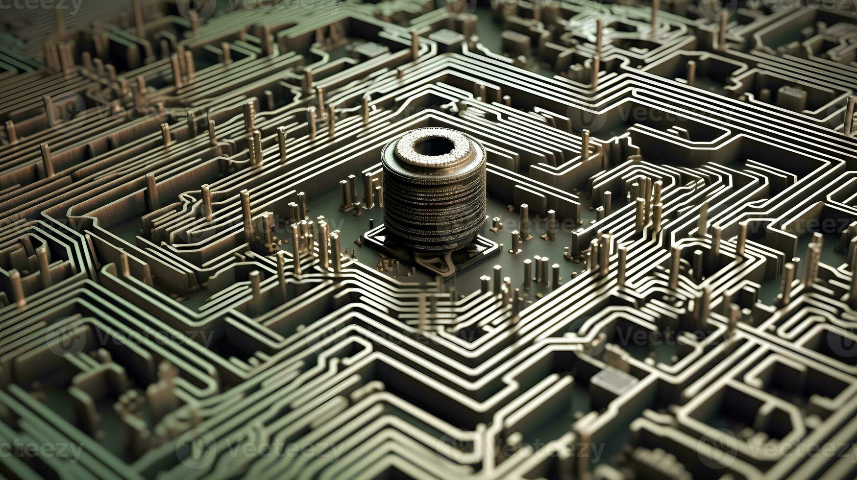 complexe ai généré miniature Labyrinthe sur carte mère photo