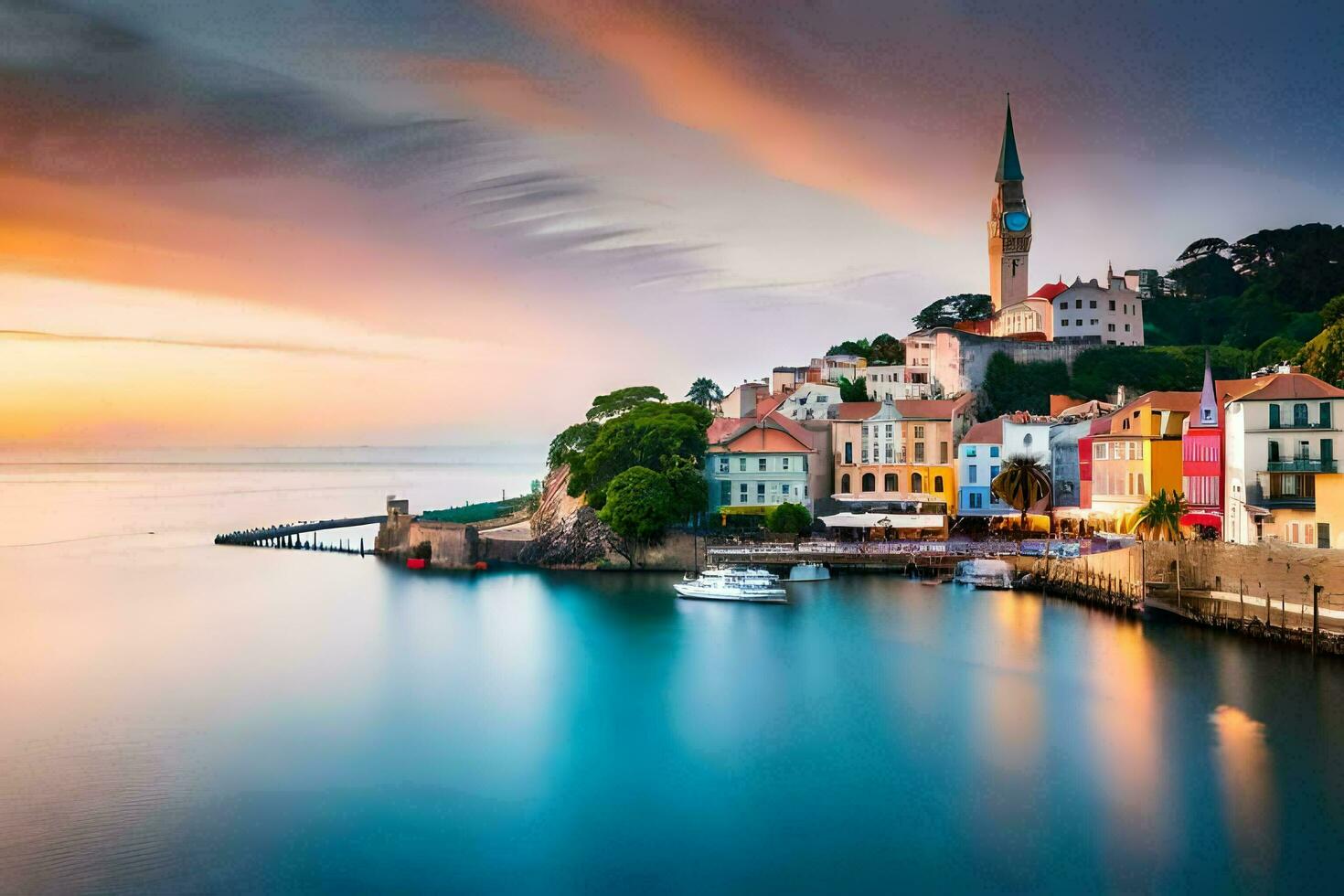 le magnifique ville de Rovinj, Croatie. généré par ai photo