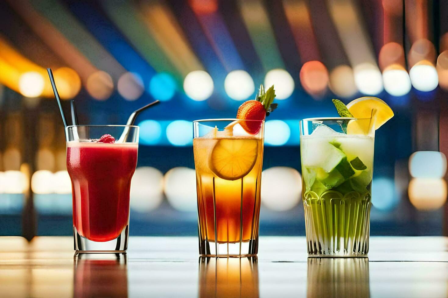 Trois différent les types de alcoolique les boissons sur une tableau. généré par ai photo
