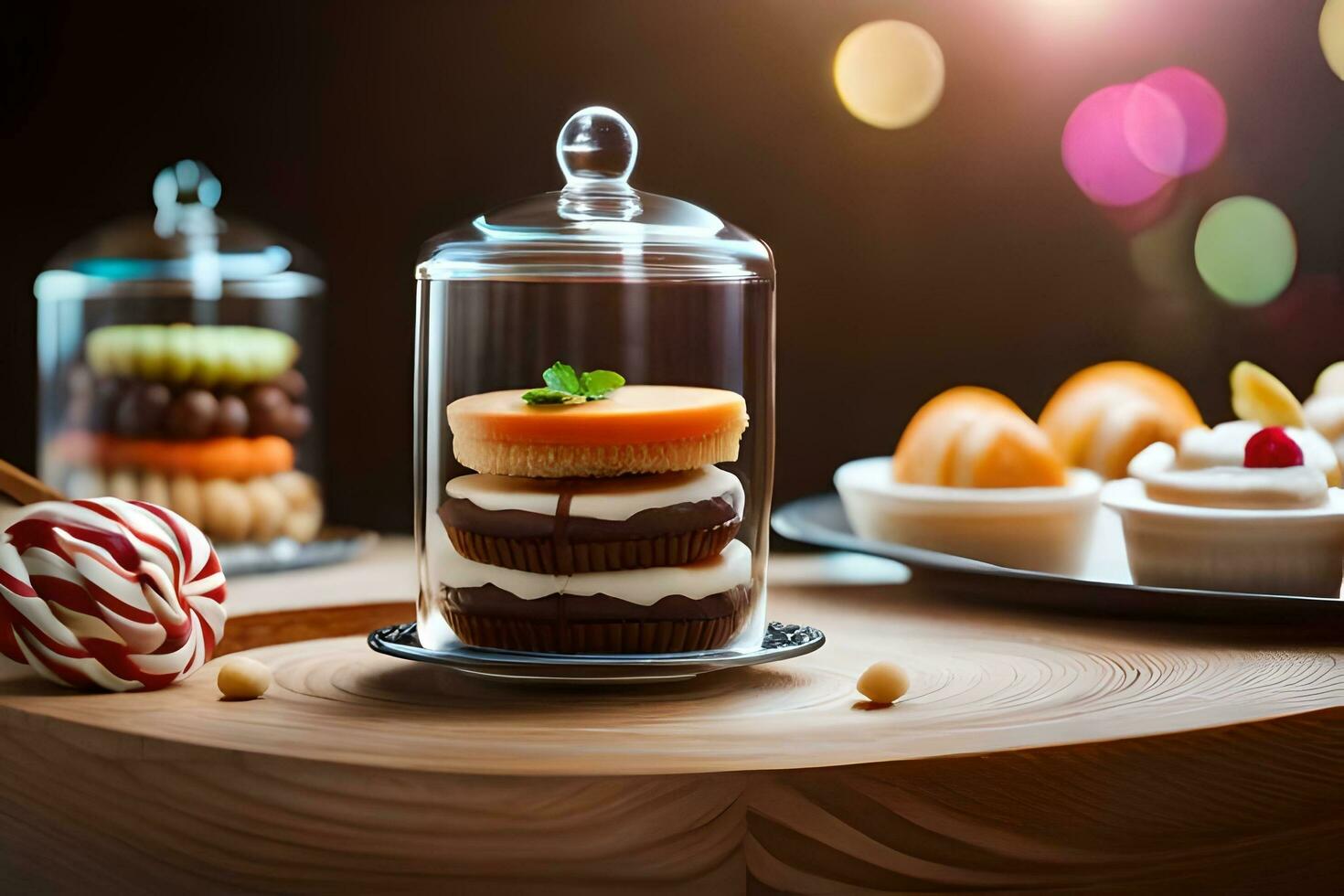 une dessert table avec divers desserts et des sucreries. généré par ai photo