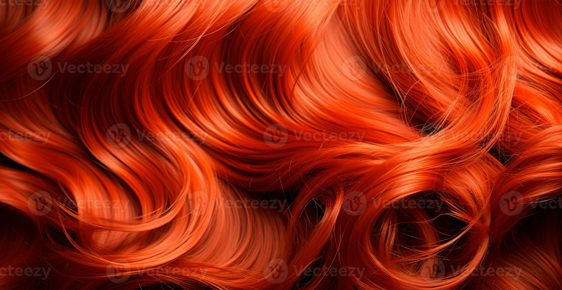 rouge cheveux fermer comme une Contexte. aux femmes longue Naturel foncé cheveux. ondulé brillant boucles - ai généré image photo