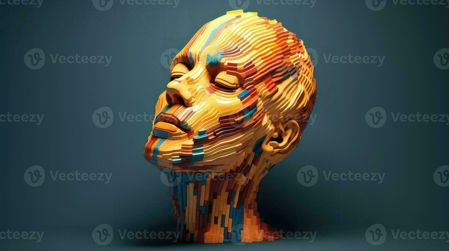 visage voxel Humain tête ai généré photo