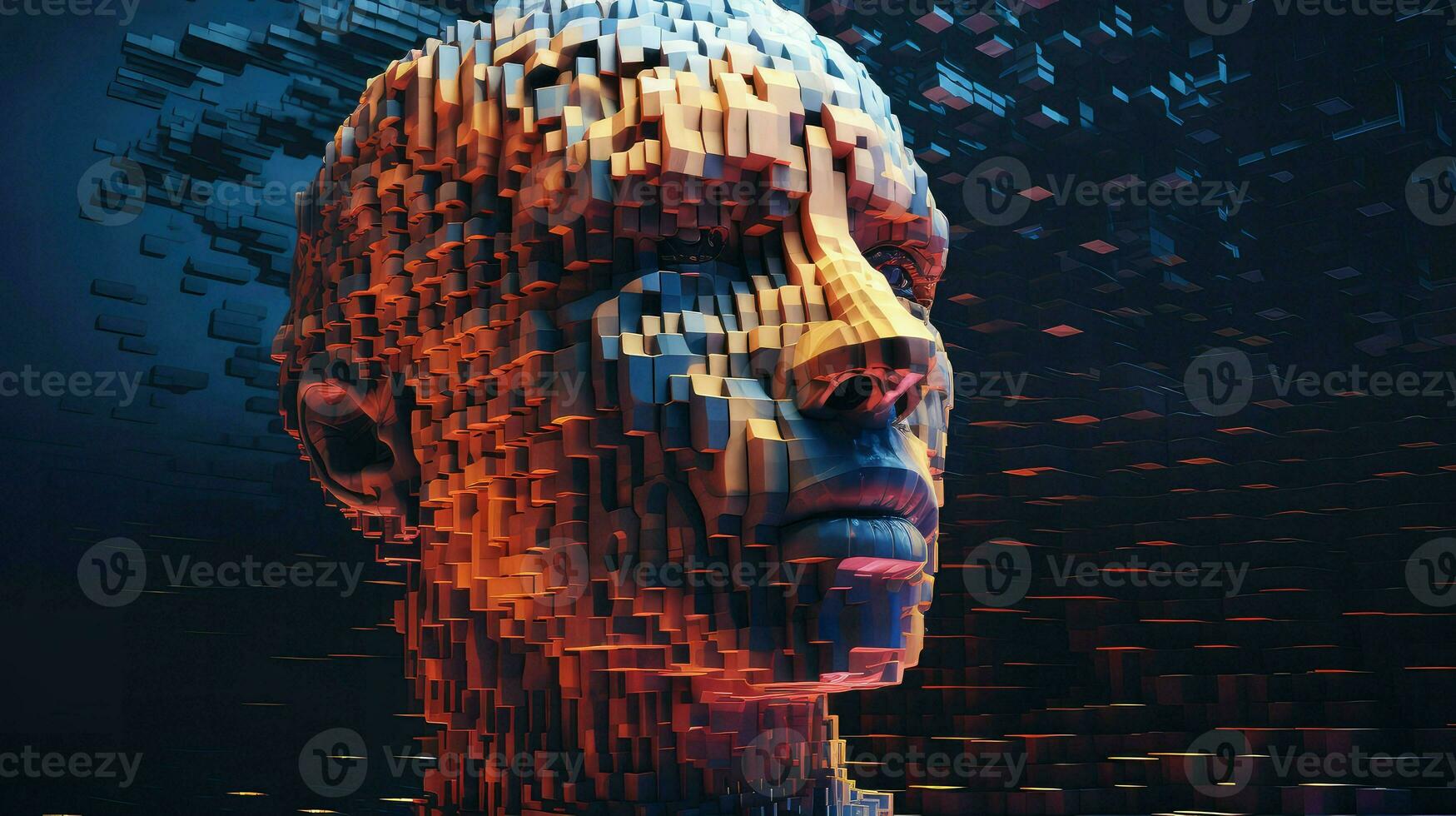 artificiel voxel Humain tête ai généré photo