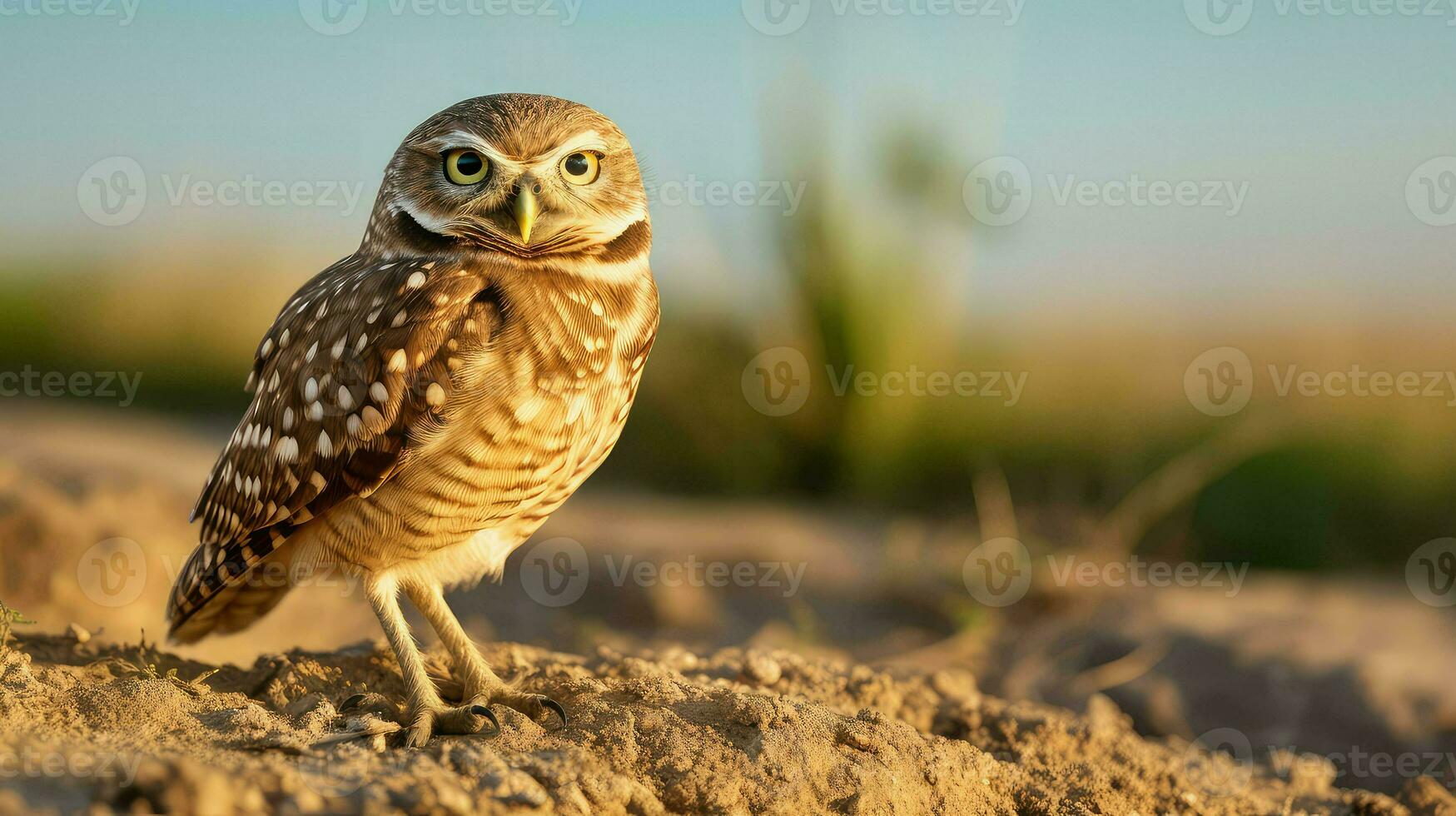 oiseau prairie creuser hibou ai généré photo