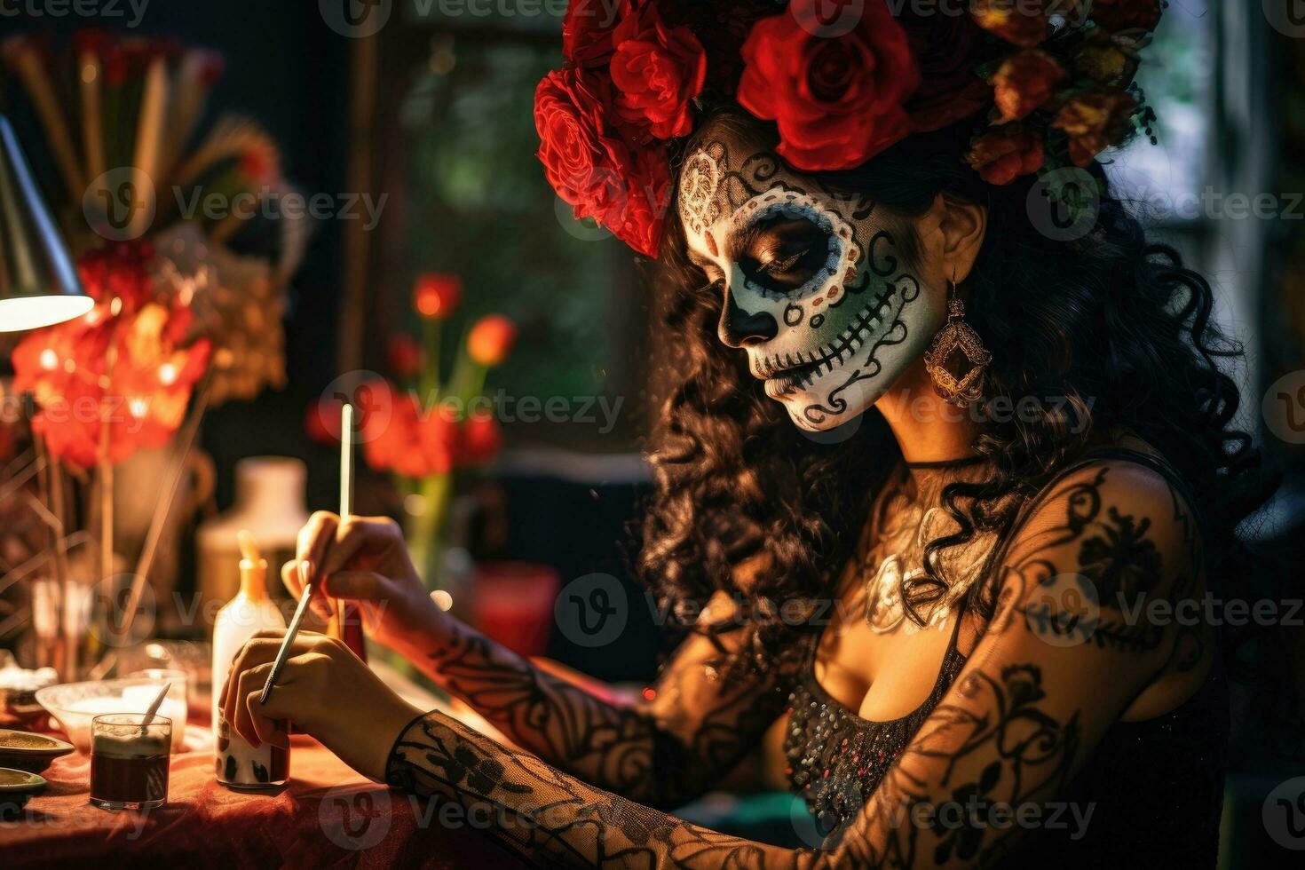 mexicain catrine, traditionnel squelette pour journée de le mort ou Halloween dans Mexique photo