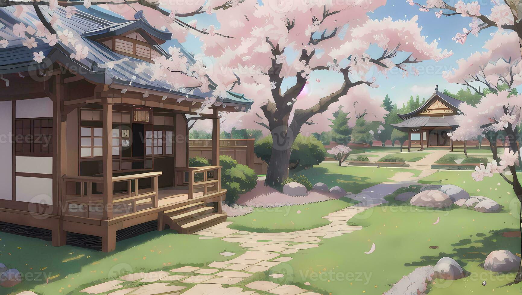 Sakura jardin pendant printemps temps visuel roman anime manga Contexte fond d'écran photo