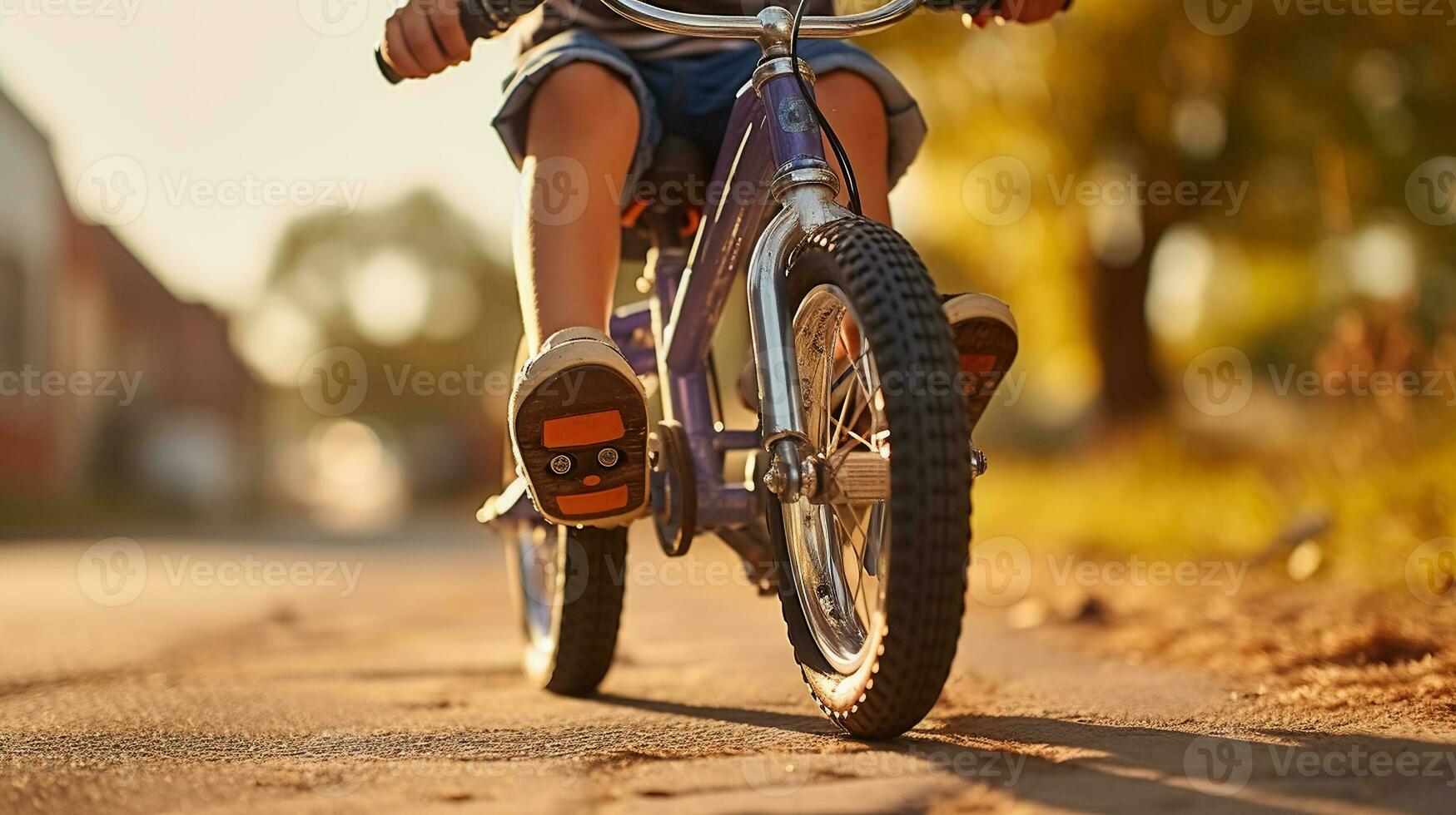 des gamins profiter le frissons de à deux roues amusement. génératif ai photo