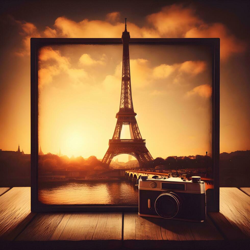 Paris dévoilé, une intemporel aperçu de le majestueux Eiffel la tour. ai généré photo