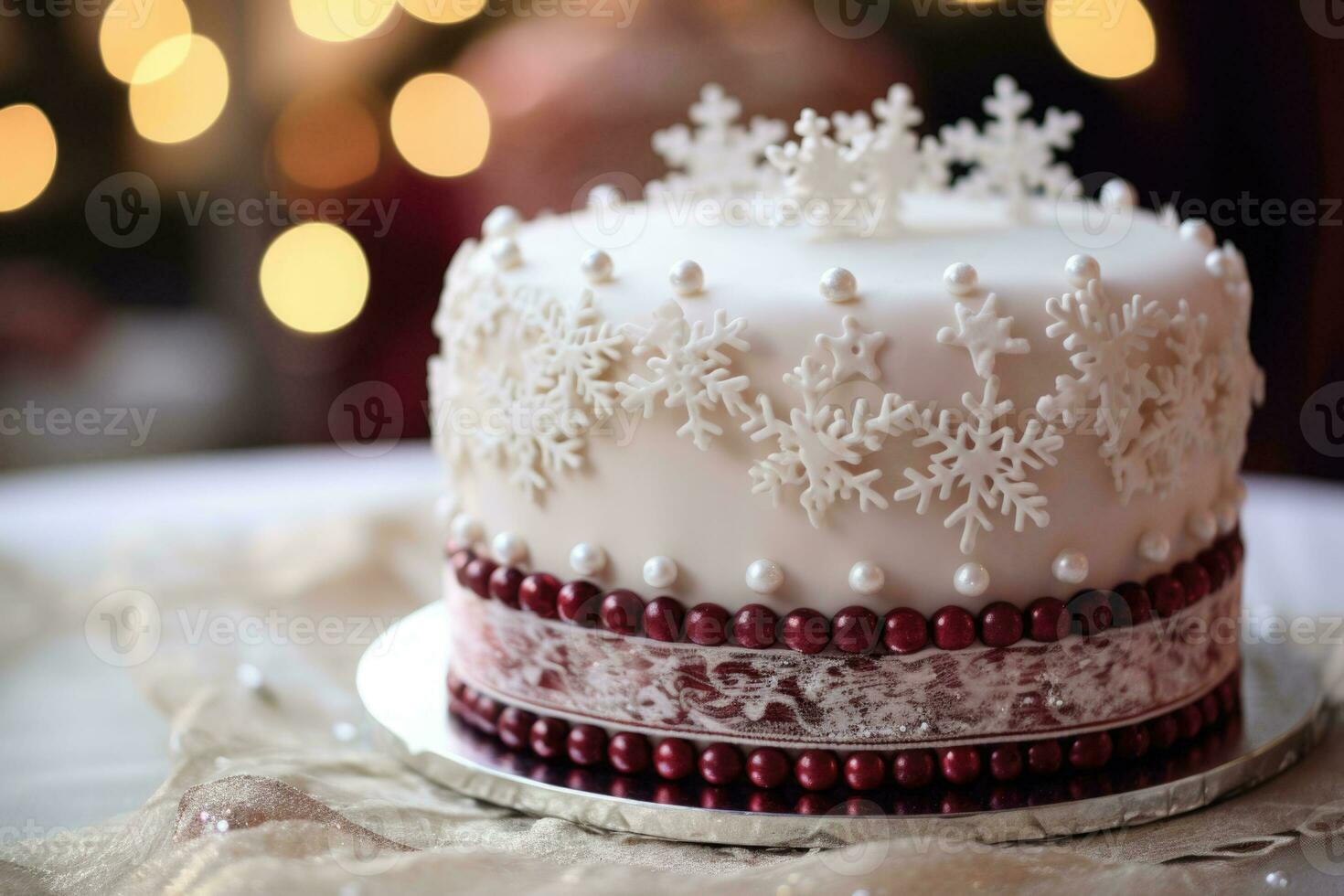 décoré Noël gâteau Achevée avec complexe Glaçage conception. génératif ai photo