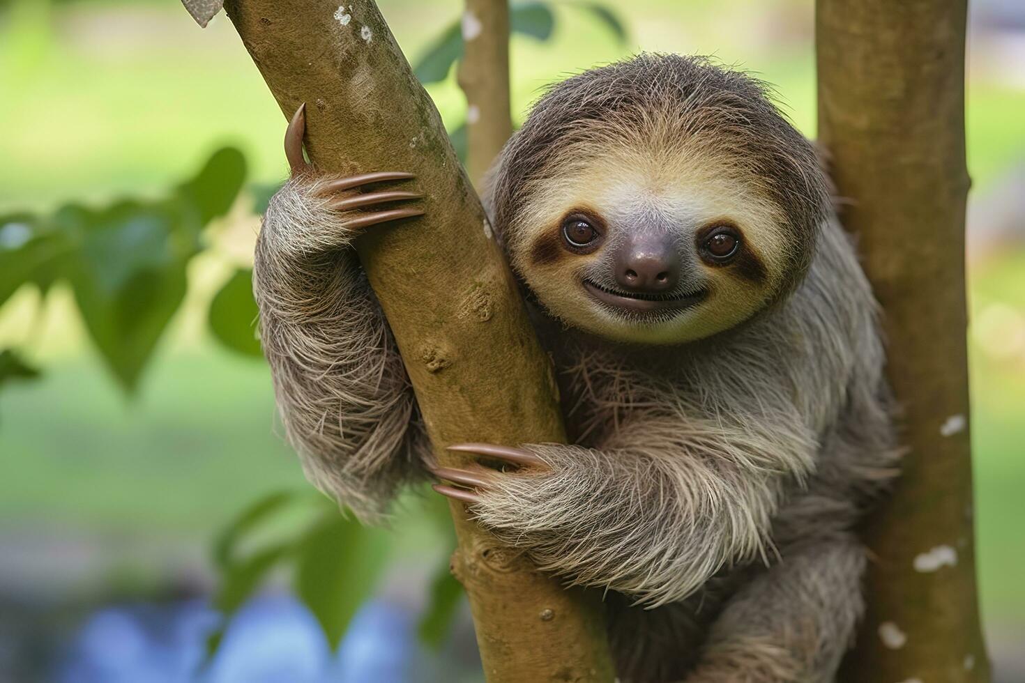 bébé la paresse dans arbre dans costa rica. génératif ai photo