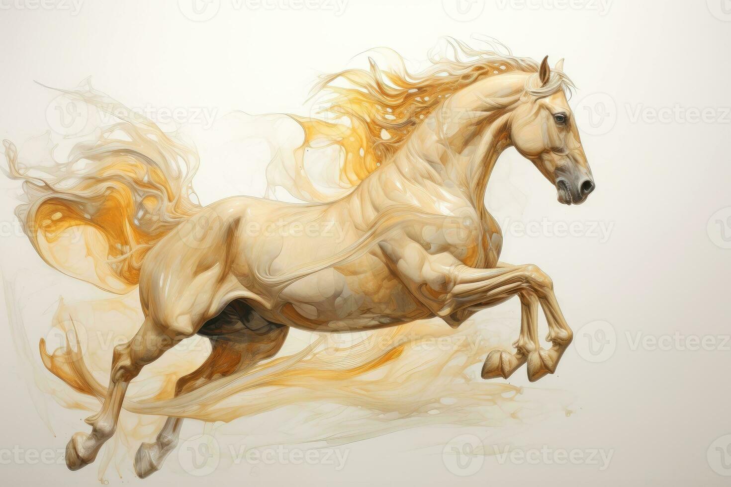 aquarelle cheval peinture, abstrait dessin de une fonctionnement peindre éclaboussé cheval, génératif ai illustration photo
