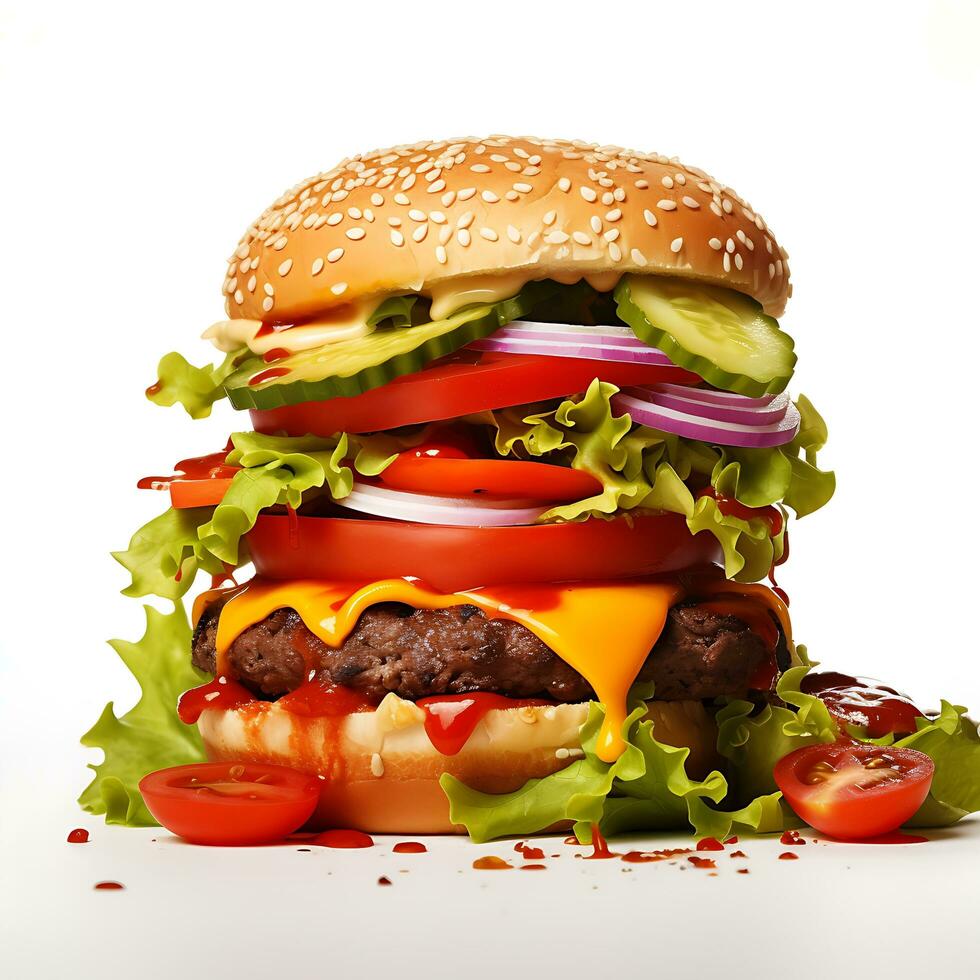 Burger, Hamburger cheeseburger, ai généré photo