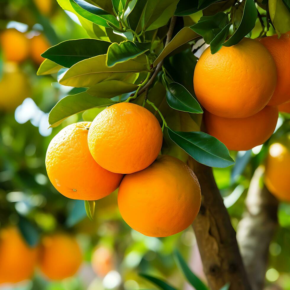 des oranges des arbres sur biologique fruit cultiver, ai généré photo
