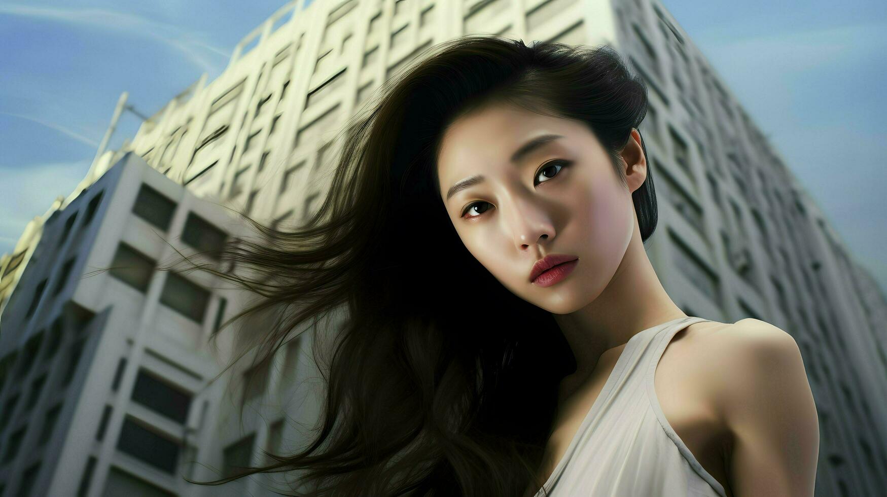 magnifique Jeune asiatique femme portrait, mignonne fille fond d'écran Contexte photo