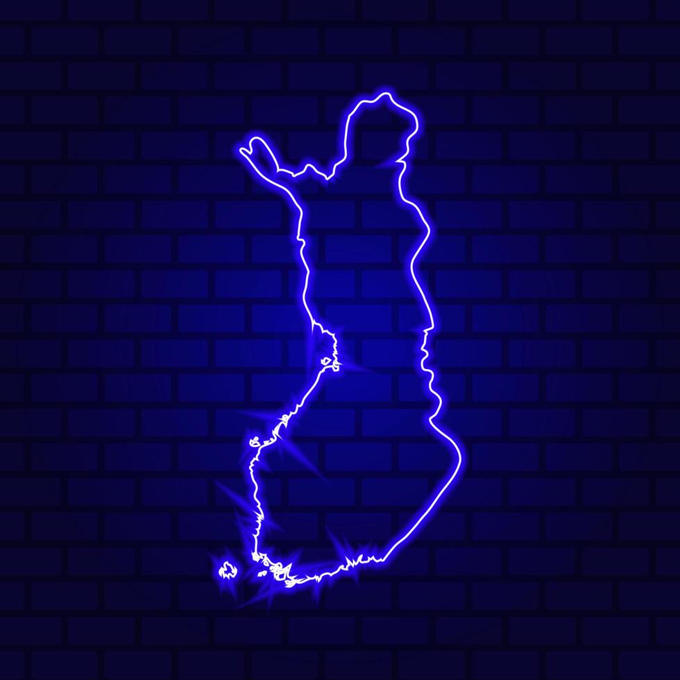 La Finlande en néon lumineux sur fond de mur de brique photo