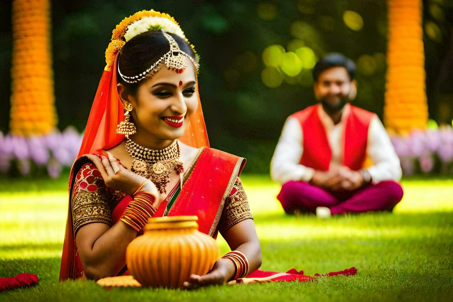 Indien mariage la photographie dans Delhi. généré par ai photo