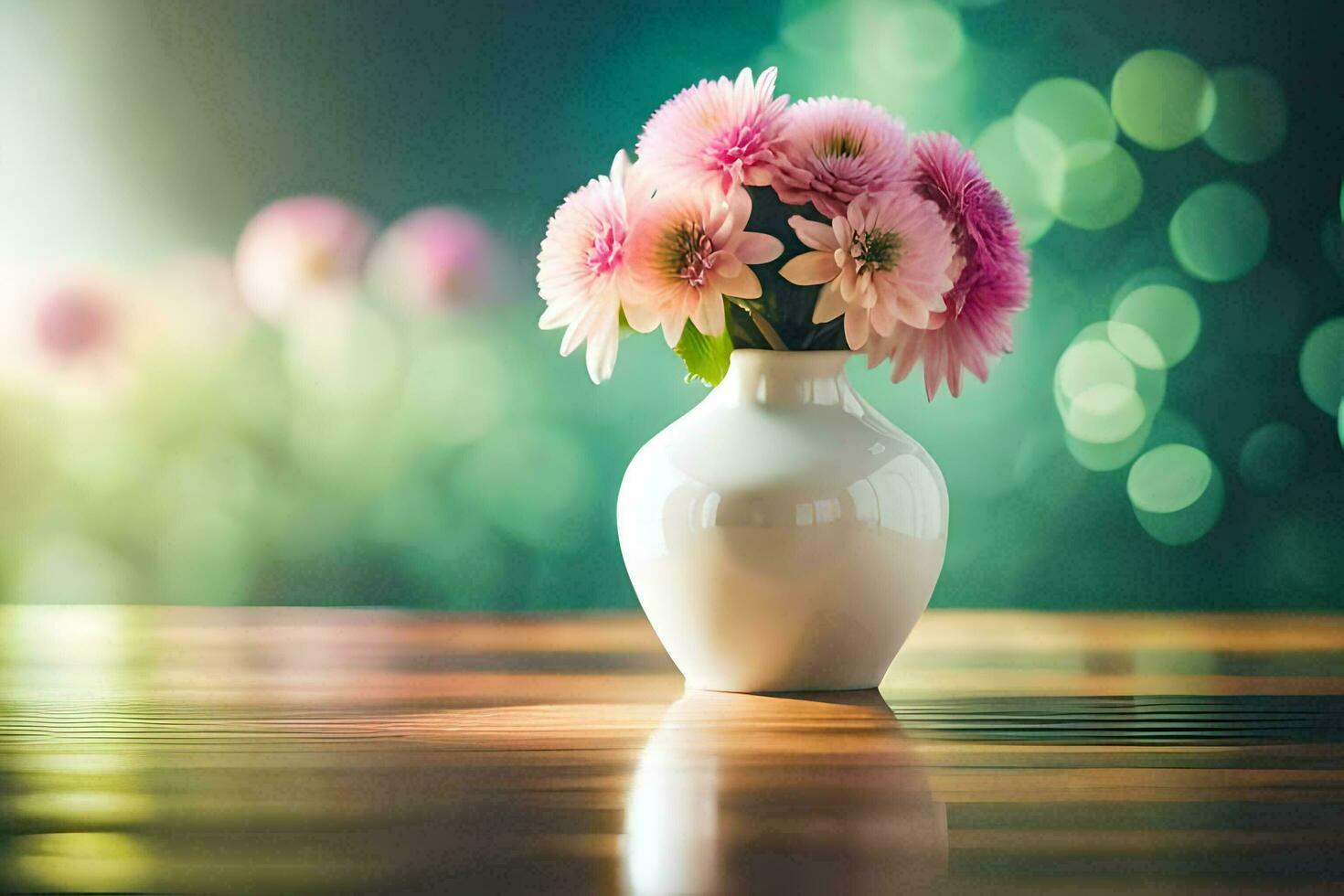 une vase avec rose fleurs séance sur une tableau. généré par ai photo