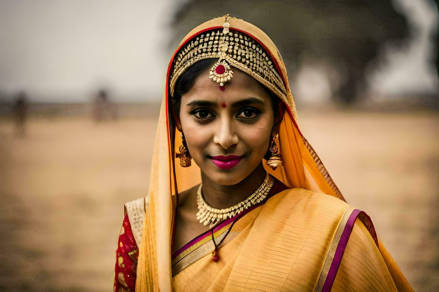 une femme dans traditionnel Indien tenue. généré par ai photo