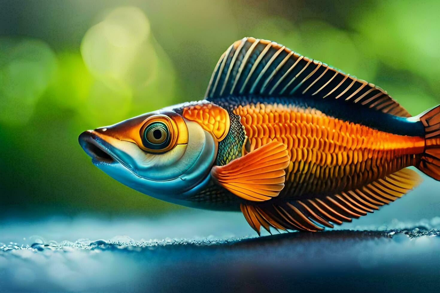 une poisson est montré sur une foncé Contexte. généré par ai photo