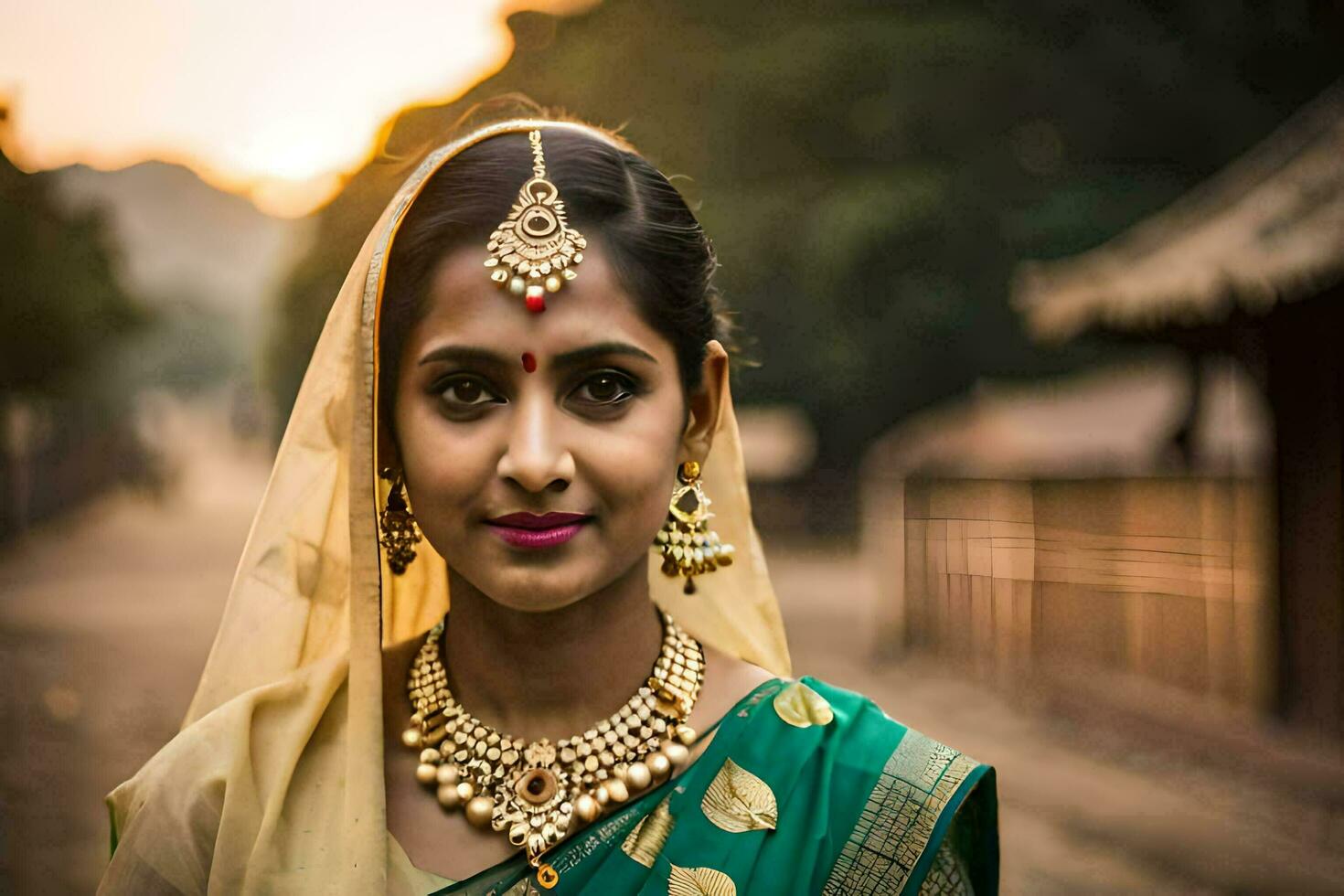 une femme dans traditionnel Indien tenue. généré par ai photo