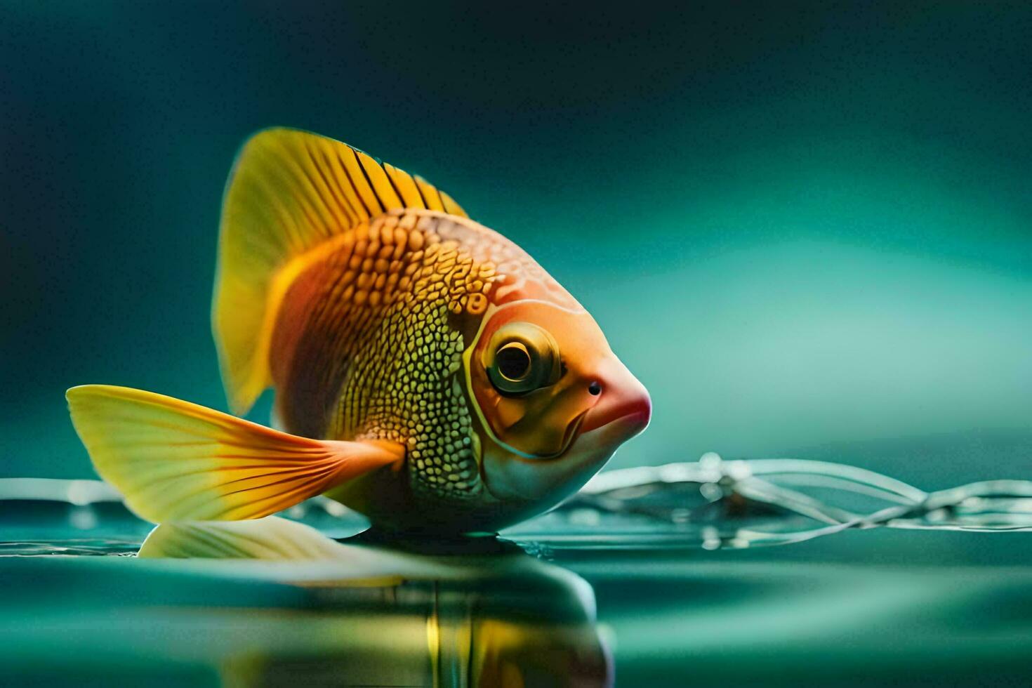 une poisson avec une chaîne autour ses cou. généré par ai photo