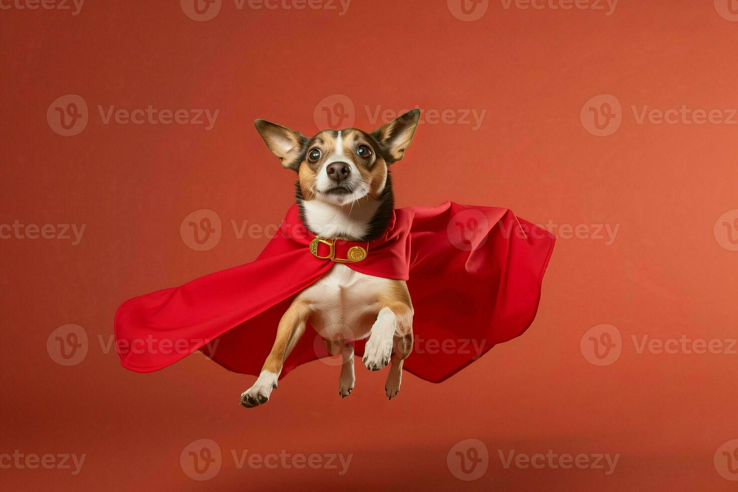 super-héros chien cap sur rouge Contexte. produire ai photo