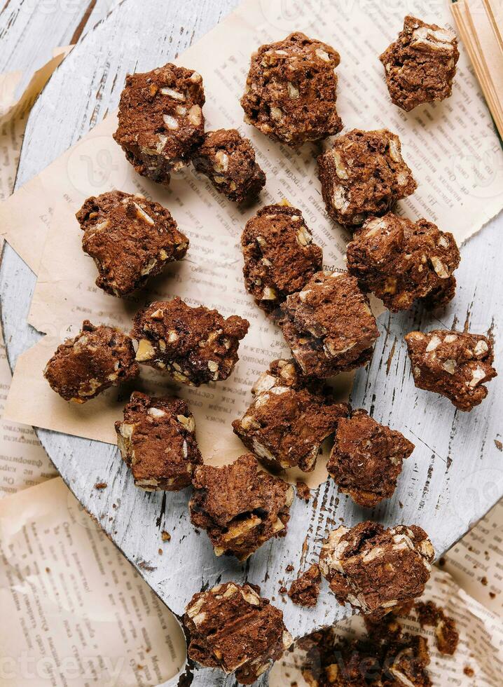 Chocolat puce biscuits avec noisettes Haut vue photo