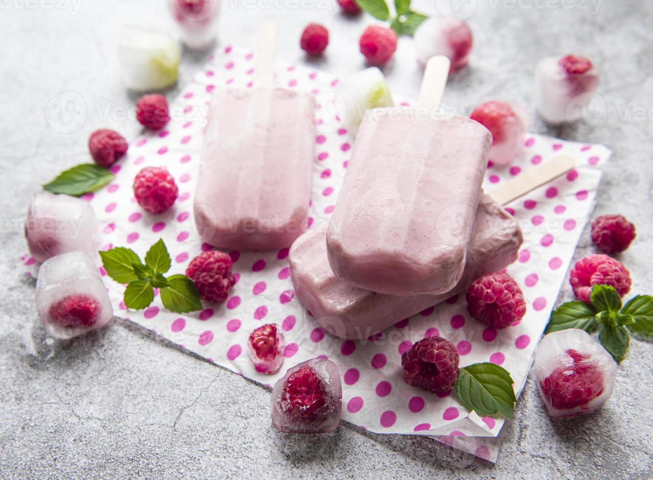 glace à la framboise maison photo