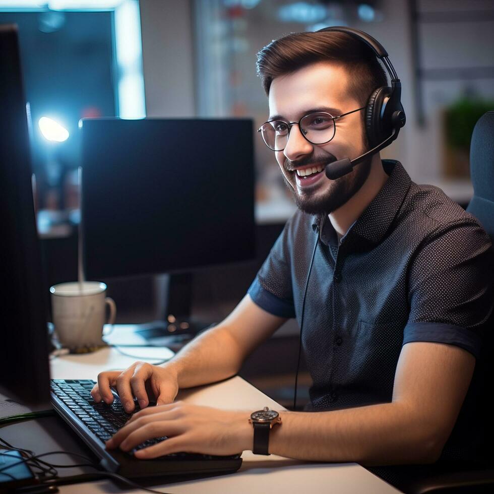 ai bavarder assistant Jeune homme - ai généré photo