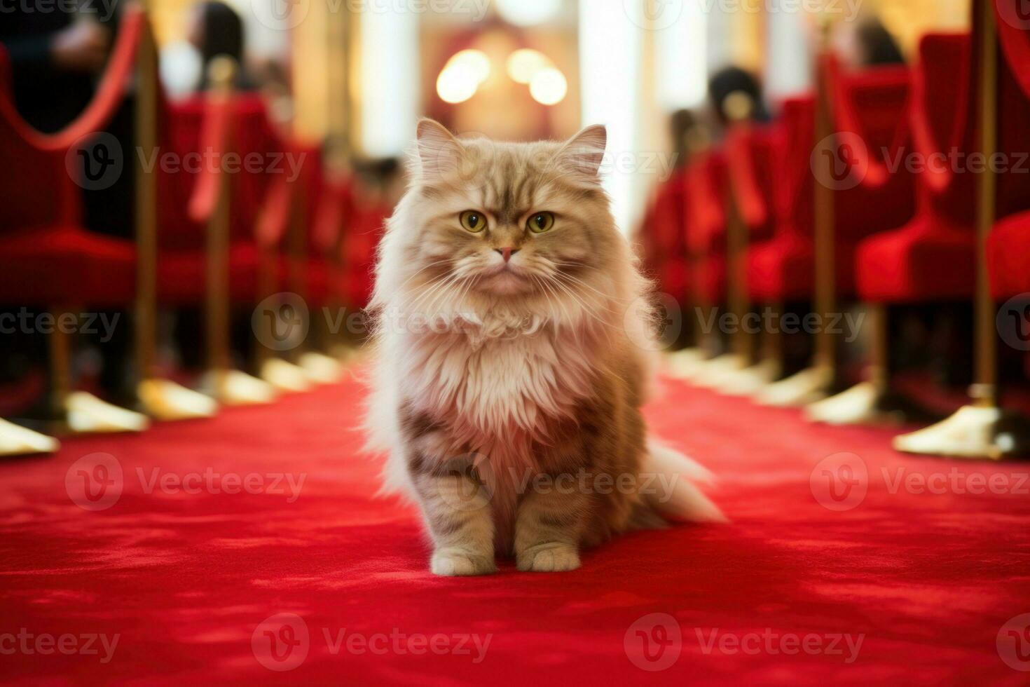 peluche rouge tapis pour célèbre chat. produire ai photo