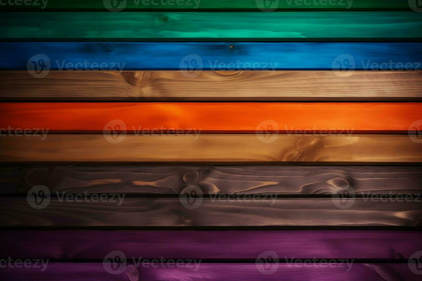 vibrant arc en ciel en bois planches Contexte coloré texturé bois pour conception et décoration. établi avec génératif ai photo