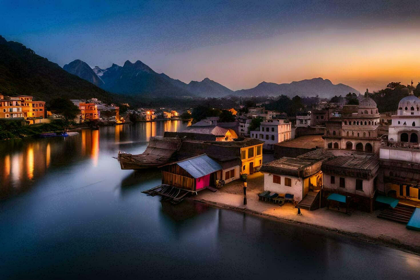le village de Yangshuo, Chine. généré par ai photo