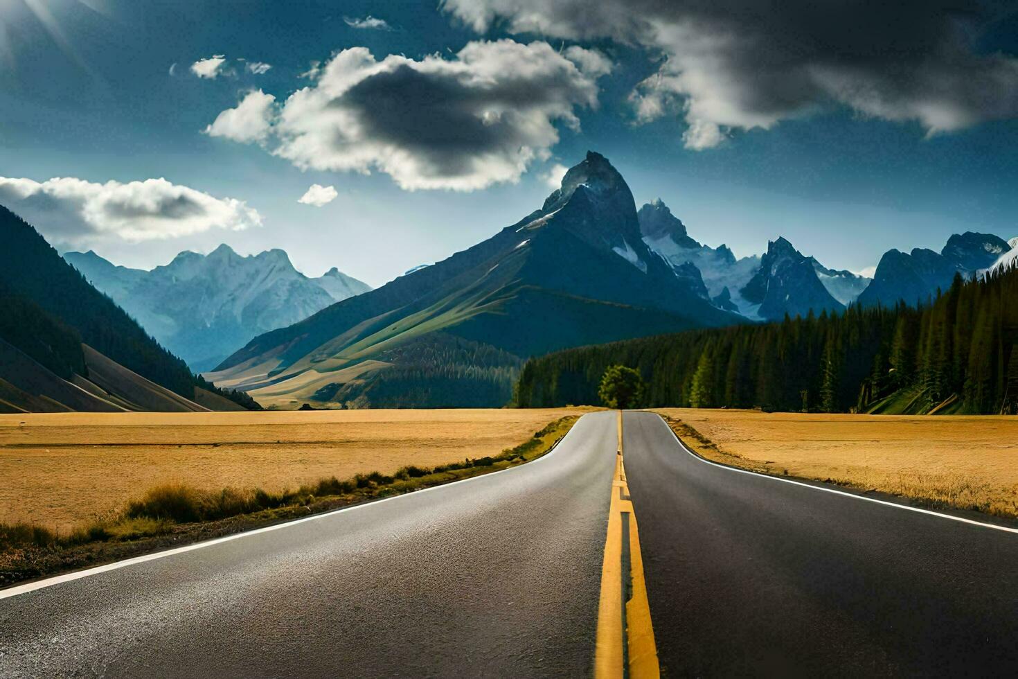 le route à le montagnes. généré par ai photo