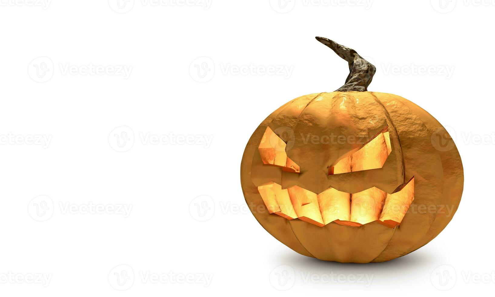 Halloween citrouille avec content visage sur blanc Contexte photo