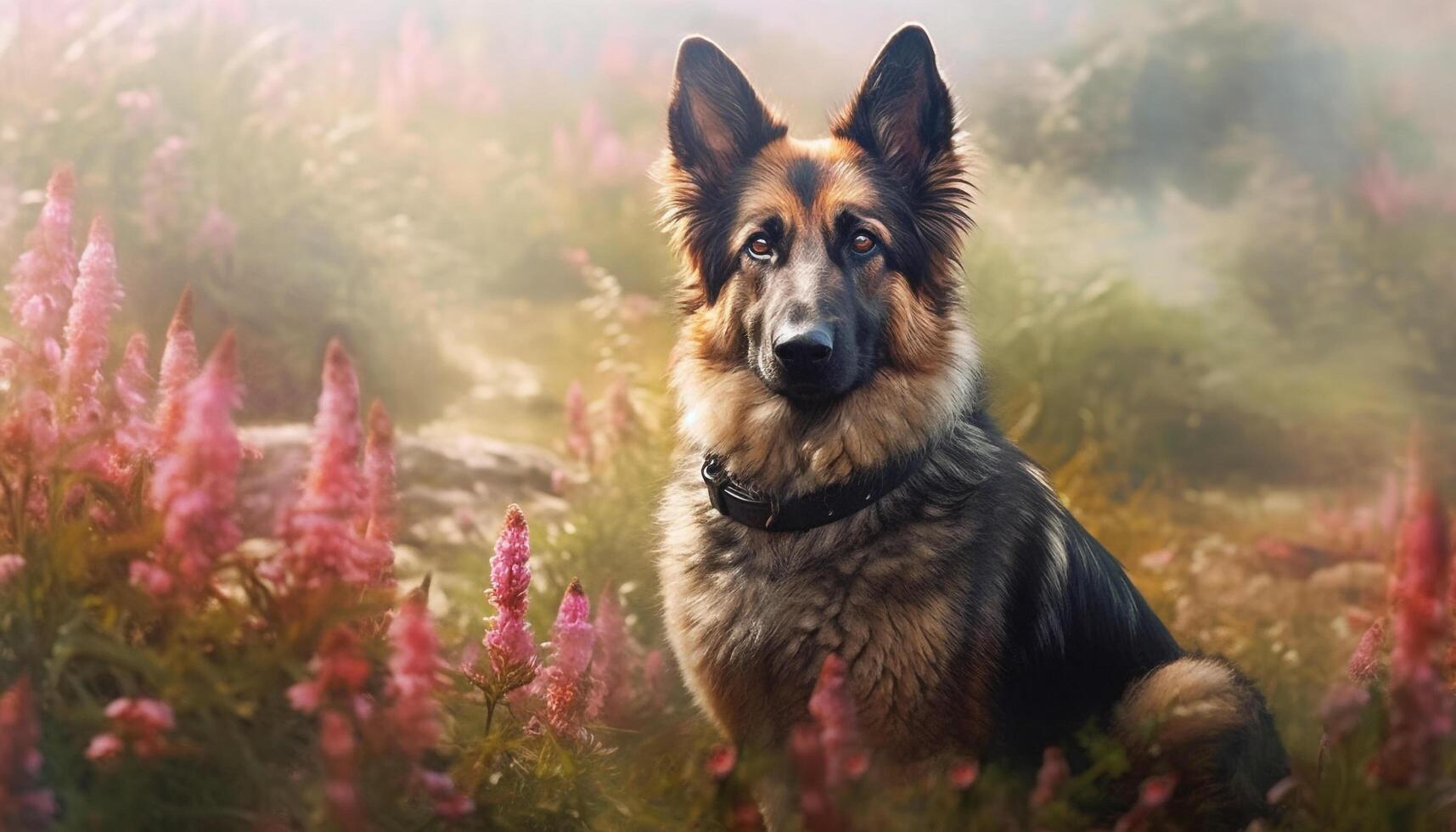 mignonne chiot séance en plein air, à la recherche à caméra, fidèle et espiègle généré par ai photo