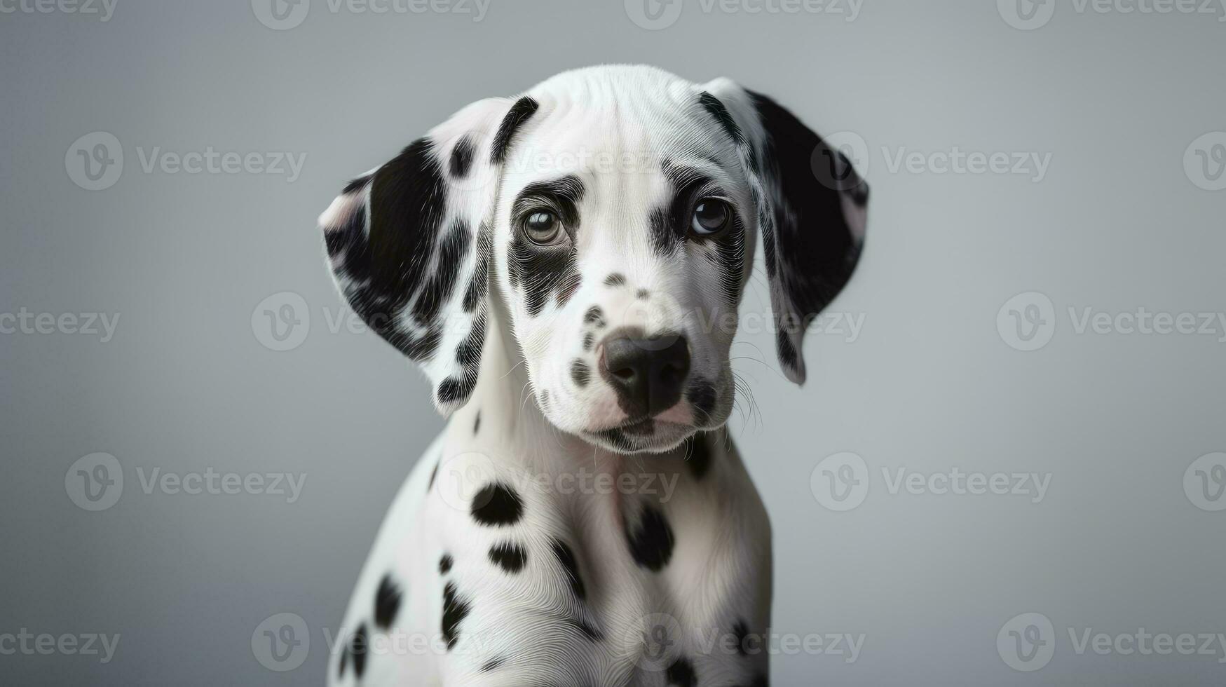 portrait de un adorable dalmatien chien à la recherche à le caméra. photo