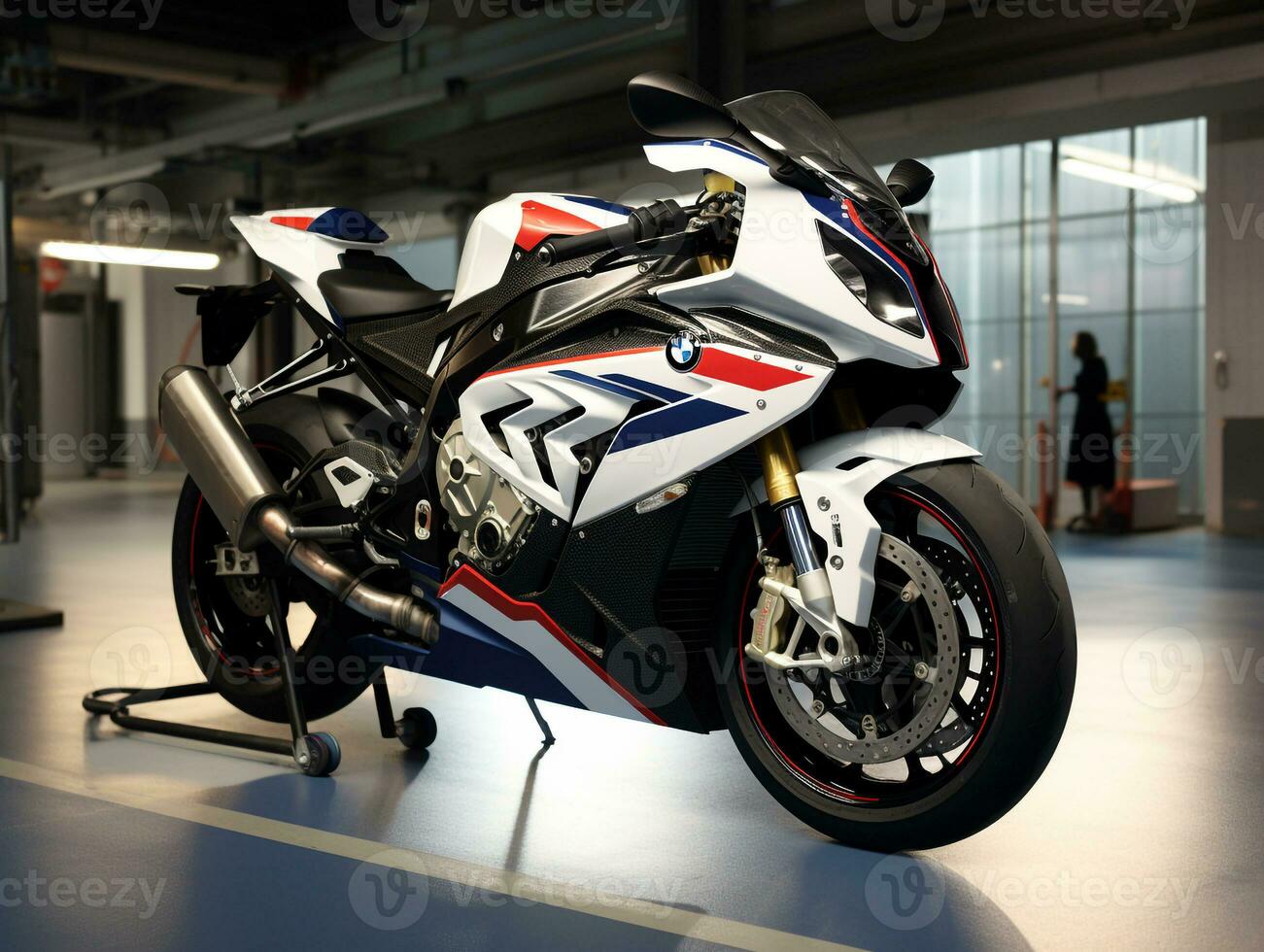 BMW s 1000 rr exposition. génératif ai photo