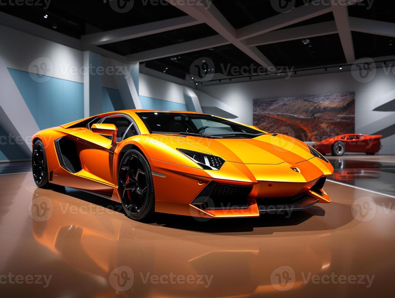 lamborghini aventador exposition. génératif ai photo