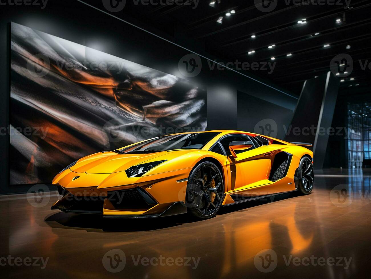 lamborghini aventador exposition. génératif ai photo