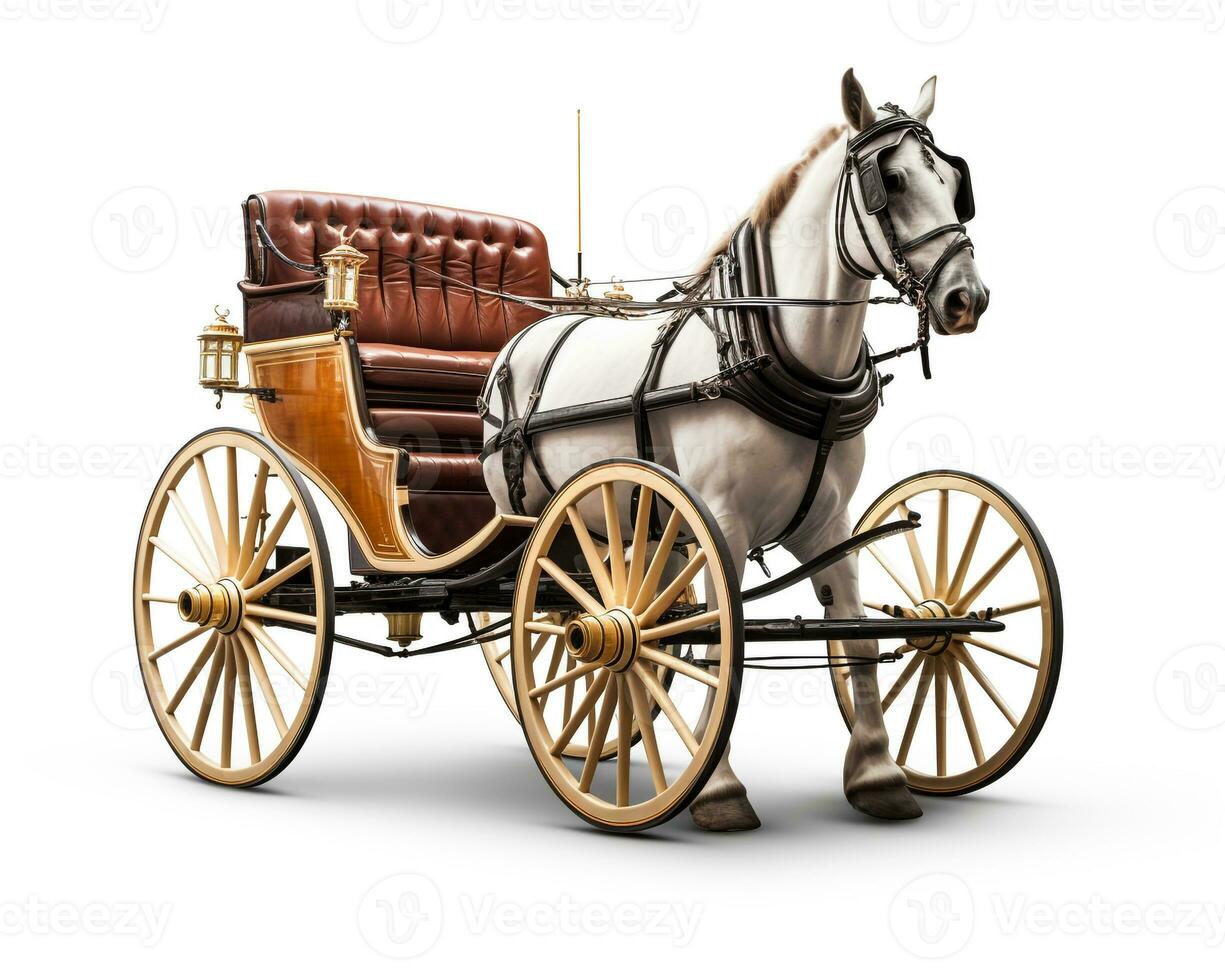 cheval et le chariot sur blanc Contexte. génératif ai photo