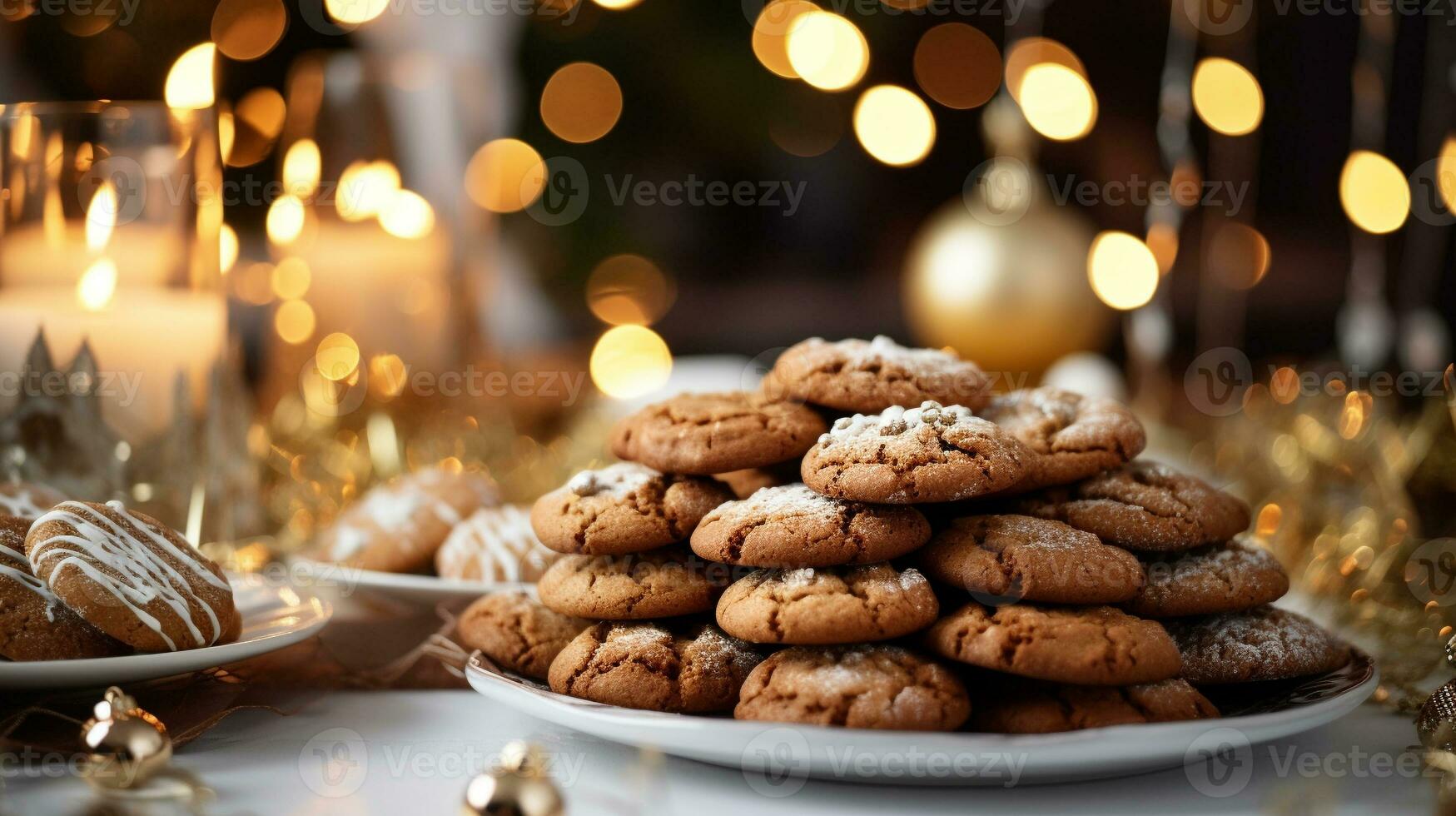 biscuits sur assiette dans de fête fête faire la fête. génératif ai photo