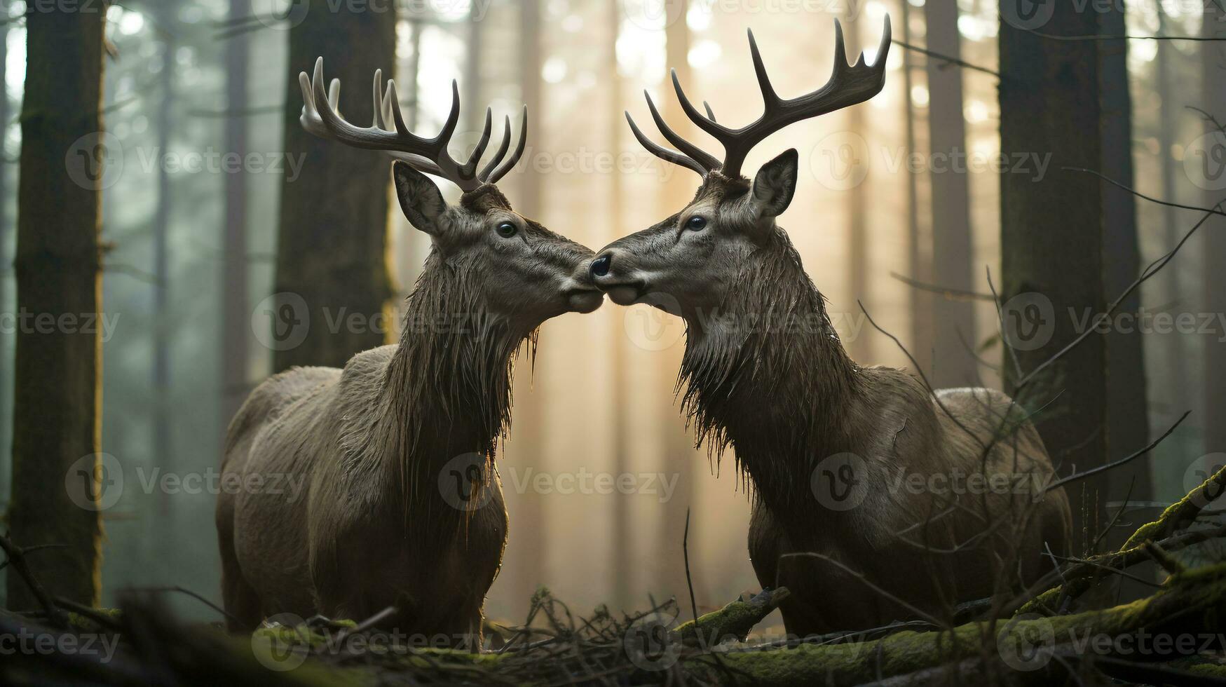 photo de fondant deux orignaux avec un accentuation sur expression de l'amour. génératif ai