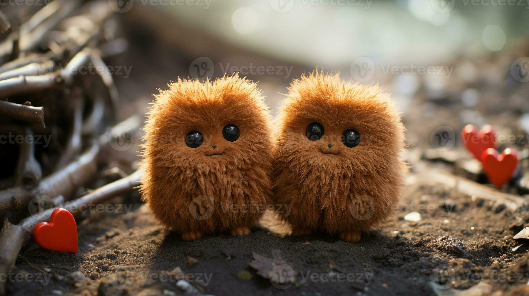 photo de fondant deux lemmings avec un accentuation sur expression de l'amour. génératif ai