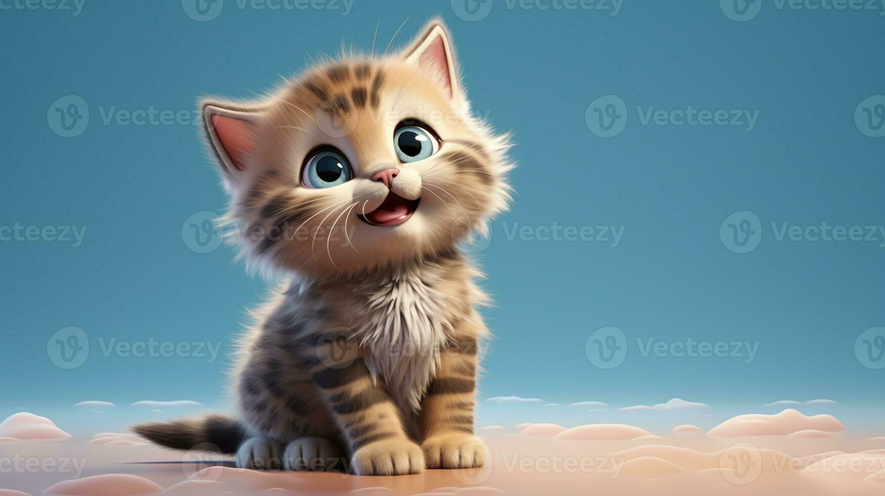 une mignonne peu chat dans disney dessin animé style. génératif ai photo